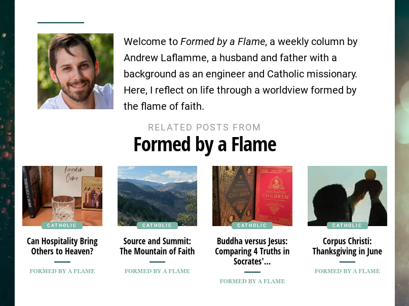 Screenshot of Formed by a Flame blog at Patheos